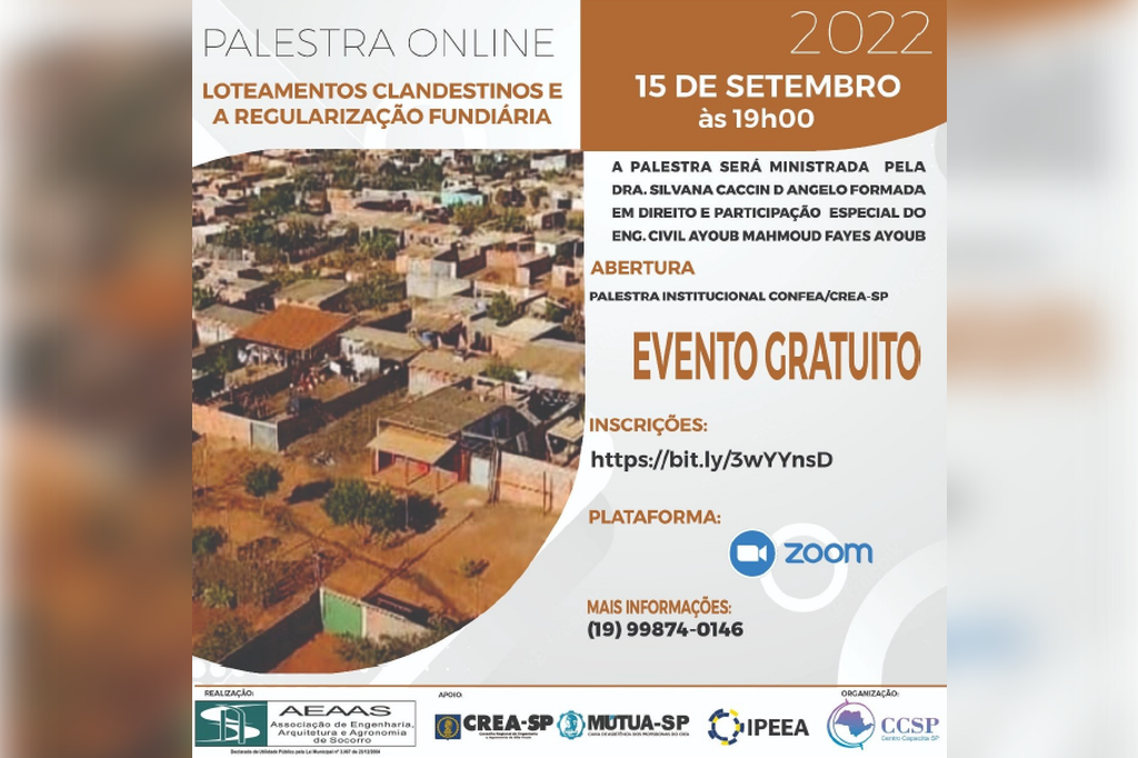 Palestra Online “Loteamentos Clandestinos e a Regularização Fundiária”