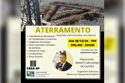 Palestra “Aterramento Elétrico em Residências e Comércios” 08/12/2020
