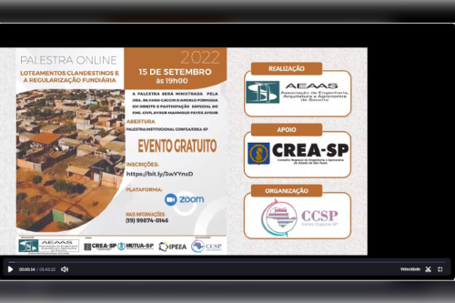 Palestra “Loteamentos Clandestinos e a Regularização Fundiária” 15/09/2022